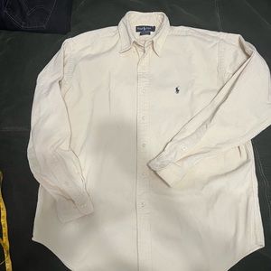 Vtg Ralph Lauren Polo L/S "Blake" L  Off White Corduroy Button Down Collar.